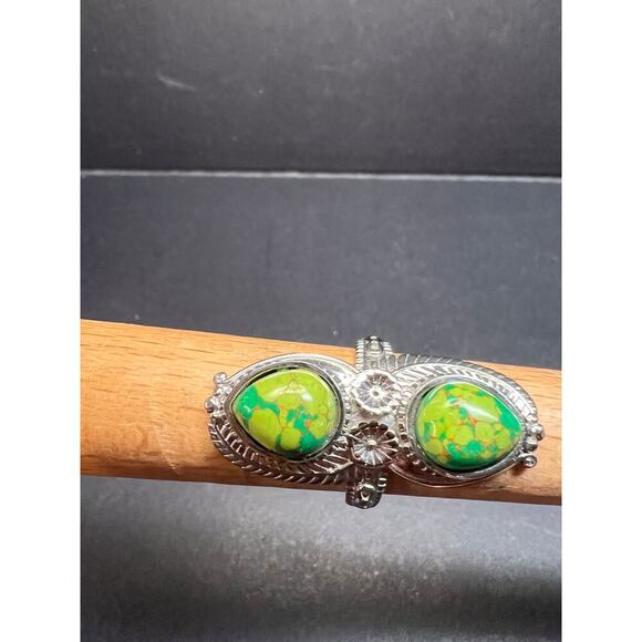 NEW green Mojave turquoise stainless steel ring size 7 - Picture 10 of 15